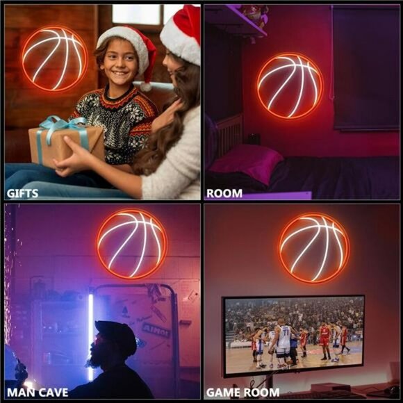 Basketball Neon Sign LED Wall Light Dimmable Sports Decor for Room Bedroom - Picture 7 of 8
